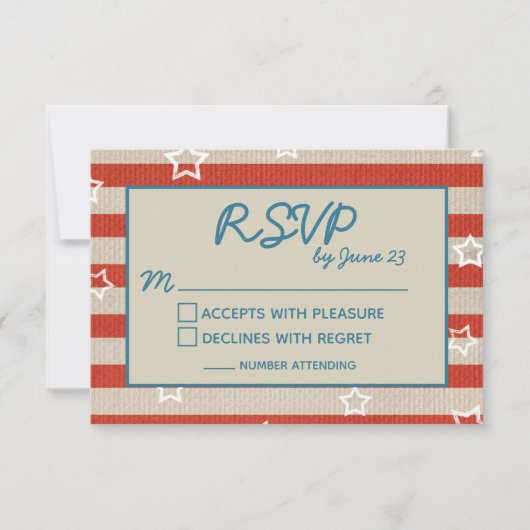 Americana Patriotic Wedding RSVP — Details Invoege (Voorkant)