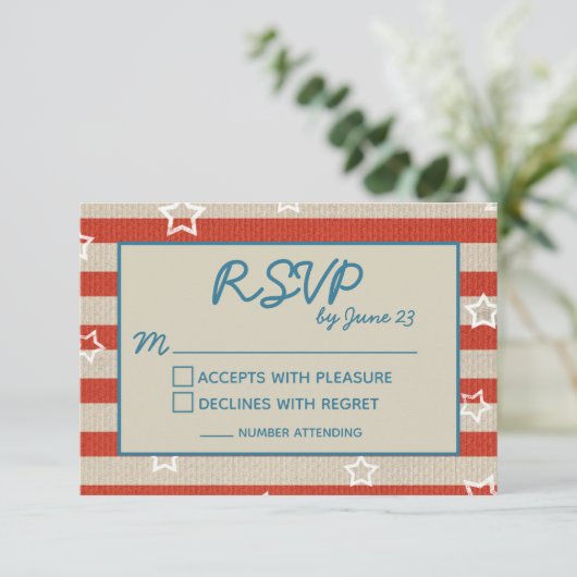 Americana Patriotic Wedding RSVP — Details Invoege (Staand voorkant)