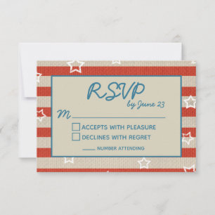 Americana Patriotic Wedding RSVP — Details Invoege Kaartje