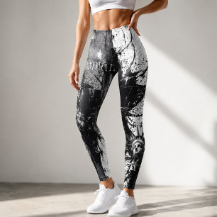 Americana-patriotische grunge monochroom leggings