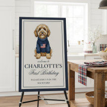 Americana Plaid Doodle Dog Eerste Verjaardag