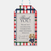 Americana Plaid Tachshund eerste verjaardag Cadeaulabel (Achterkant)