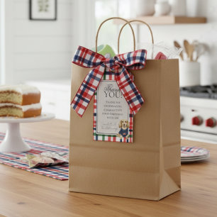 Americana Plaid Tachshund eerste verjaardag Cadeaulabel