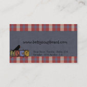 Americana Primitive Country Rood, wit, Blauw Plaid Visitekaartje (Achterkant)