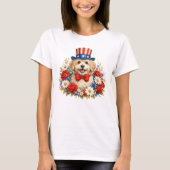 Americana Puppy Illustration T-shirt (Voorkant)