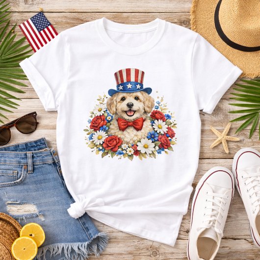 Americana Puppy Illustration T-shirt