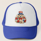 Americana Puppy Illustration Trucker Pet (Voorkant)