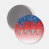 Americana Red Blue Glitter Drip Vote Magneet (Voorkant / Achterkant)