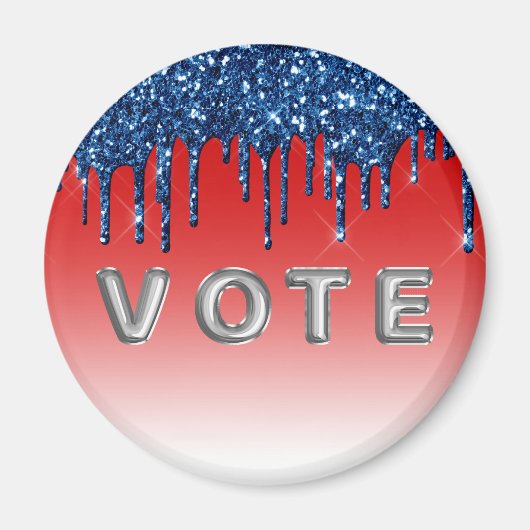 Americana Red Blue Glitter Drip Vote Magneet (Voorkant)