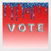 Americana Red Blue Glitter Drip Vote Raamsticker (Vel)