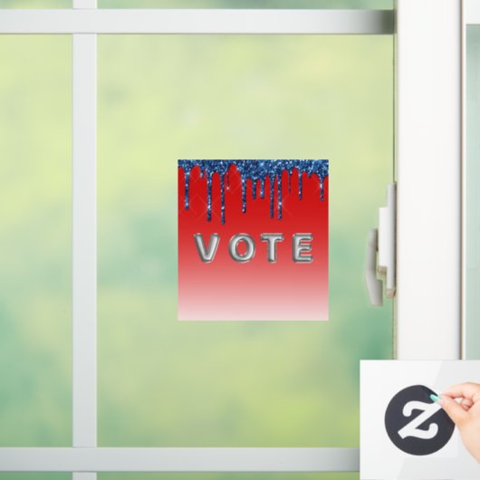 Americana Red Blue Glitter Drip Vote Raamsticker (Huis)