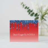 Americana Red Blue Glitter Drip Vote Reminder Briefkaart (Staand voorkant)