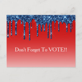 Americana Red Blue Glitter Drip Vote Reminder Briefkaart