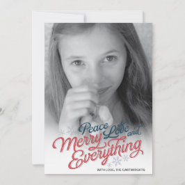 Americana Red Ribbon Script Holiday Photo Card Feestdagenkaart