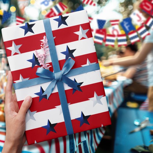 Americana Red White Blue Stars And Stripes Cadeaupapier