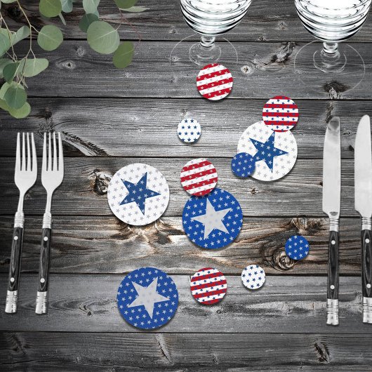 Americana Red White Blue Stars Stripes Celebration Confetti
