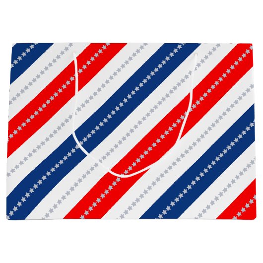 Americana Red White Blue Stars & Stripes Groot Cadeauzakje (Voorkant)