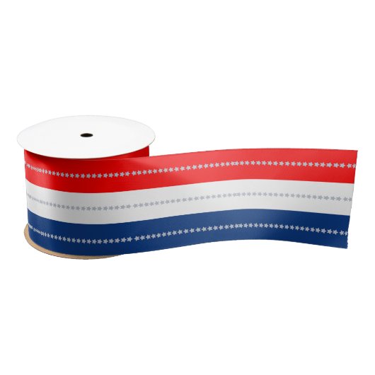 Americana Red White Blue Stars & Stripes Satijnen Lint (Spoel)