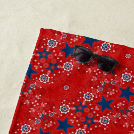 Americana Red, White en Blue Bandana Beach Handdoe Strandlaken