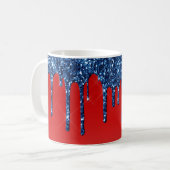 Americana Rood Blauw Glitter Drip Koffiemok (Voorkant links)