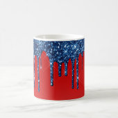 Americana Rood Blauw Glitter Drip Koffiemok (Center)