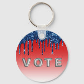 Americana Rood Blauw Glitter Drip Stem Sleutelhanger (Voorkant)