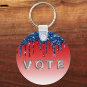 Americana Rood Blauw Glitter Drip Stem Sleutelhanger (Voorkant)