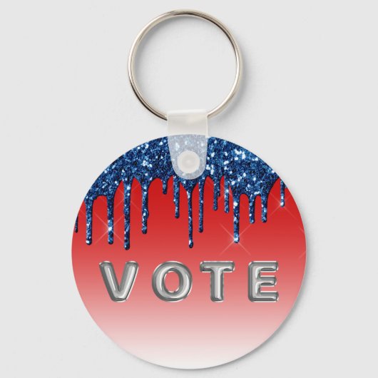 Americana Rood Blauw Glitter Drip Stem Sleutelhanger (Achterkant)