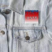 Americana Rood Blauw Glitter Drip Stem Vierkante Button 5,1 Cm (In situ)