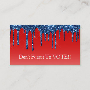 Americana Rood Blauw Glitter Drip Stemherinnering Visitekaartje