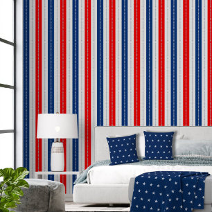 Americana Rood Wit Blauw Drie Inch Sterren Strepen Behang