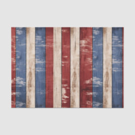 Americana Rood Wit Blauw Patriottisch Faux Hout Tissuepapier