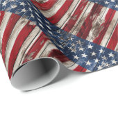 americana rood wit blauw patriottische rustieke vl cadeaupapier (Rol Hoek)