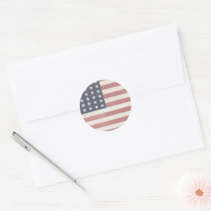 Americana Rood Wit en Blauw Vintage Vlag Ronde Sticker
