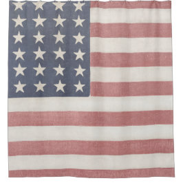 americana rood wit en blauw  vlag douchegordijn