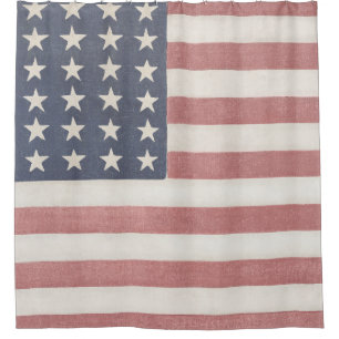 americana rood wit en blauw vlag douchegordijn