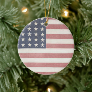 americana rood wit en blauw vlag keramisch ornament
