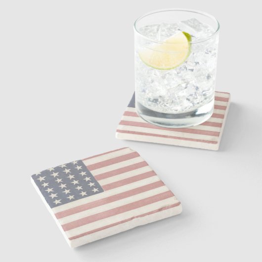 Americana rustieke Amerikaanse vlag Stenen Onderzetter (Zijkant)