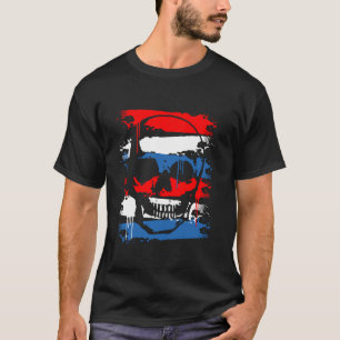 Americana Skull Paint Drip America Vlag van de Ver T-shirt