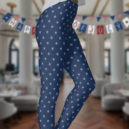 Americana Star Spangled Silver Stars On Navy 2 Leggings