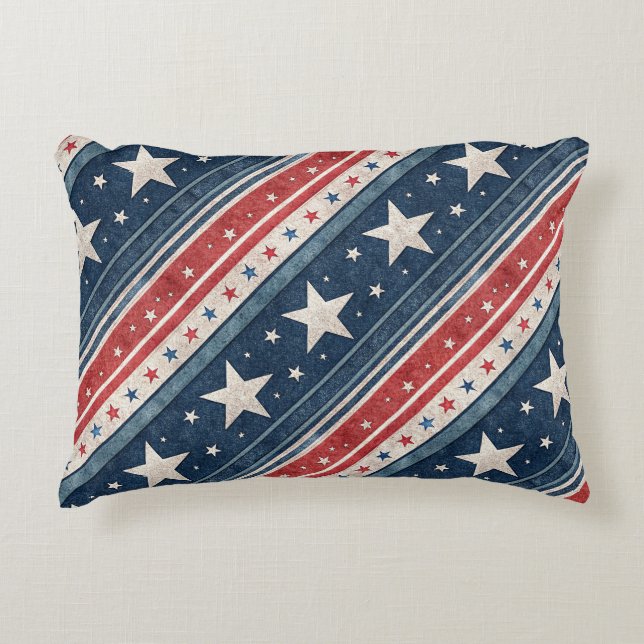 Americana/Stars Stripes/Patriotic Accent Kussen (Voorkant)