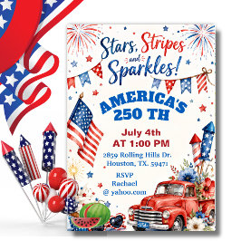 Americana Stars Stripes Sparkles BBQ-viering Kaart