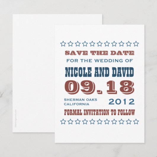 Americana sterren bruiloft aankondiging save the d (Voorkant / Achterkant)