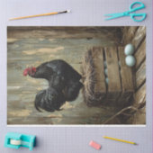 Americana Style Schilderij van een zwarte Hen Deco Tissuepapier (Craft)