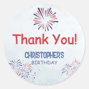 Americana Summer Little Firecracker Verjaardag Ronde Sticker