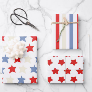 Americana thema, rood, wit en blauw inpakpapier vel