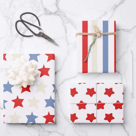Americana thema, rood, wit en blauw inpakpapier vel (Voorkant)