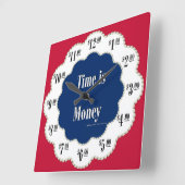 Americana Time is Money Clock Vierkante Klok (Hoek)