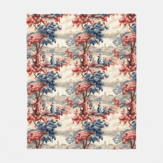 Americana Tuin Toile Fleece Deken (Voorkant)