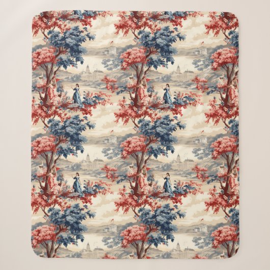 Americana Tuin Toile Sherpa Deken (Voorkant)